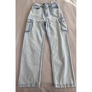 Vintage Hollister Cargo Jeans‎ 3R  W26/L31 Ultra High Rise Dad Light Wash Y2K